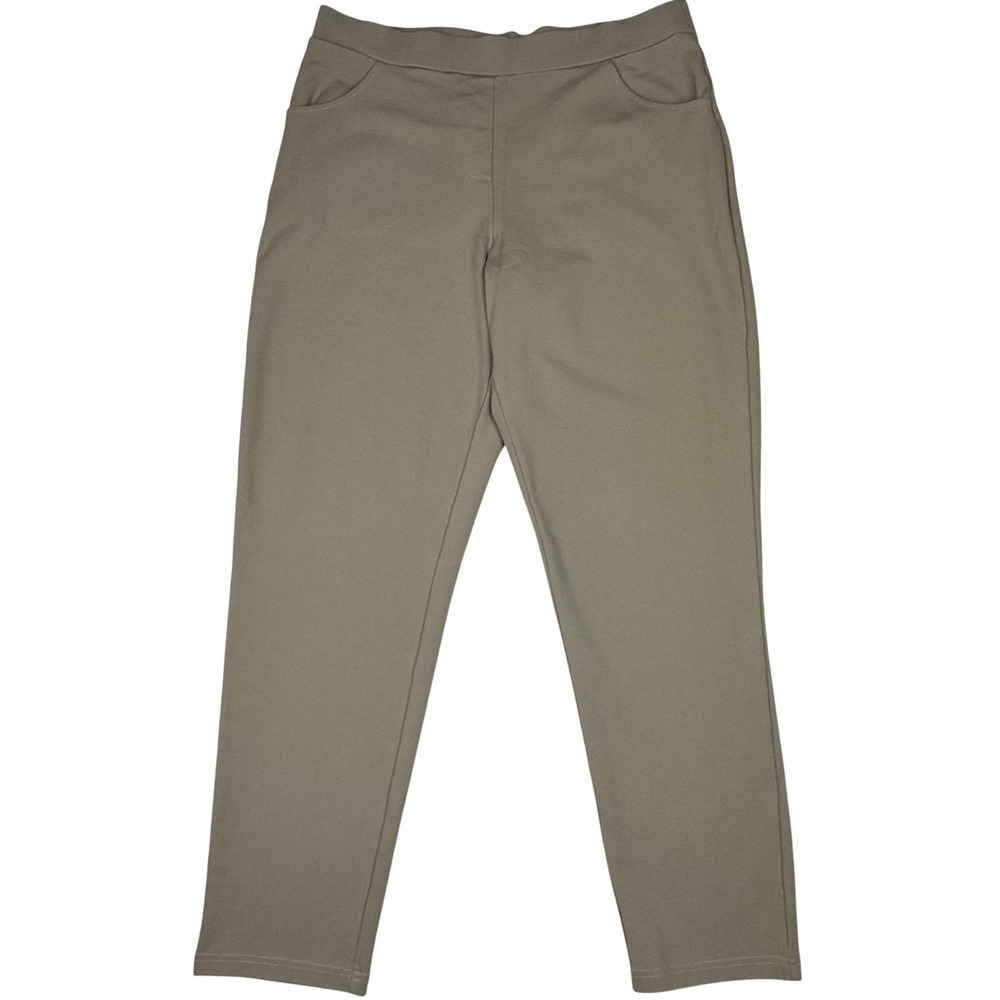 Appleseed's Pull On Pants Women Large Tan Ankle Stretch Pockets Chic Travel Work